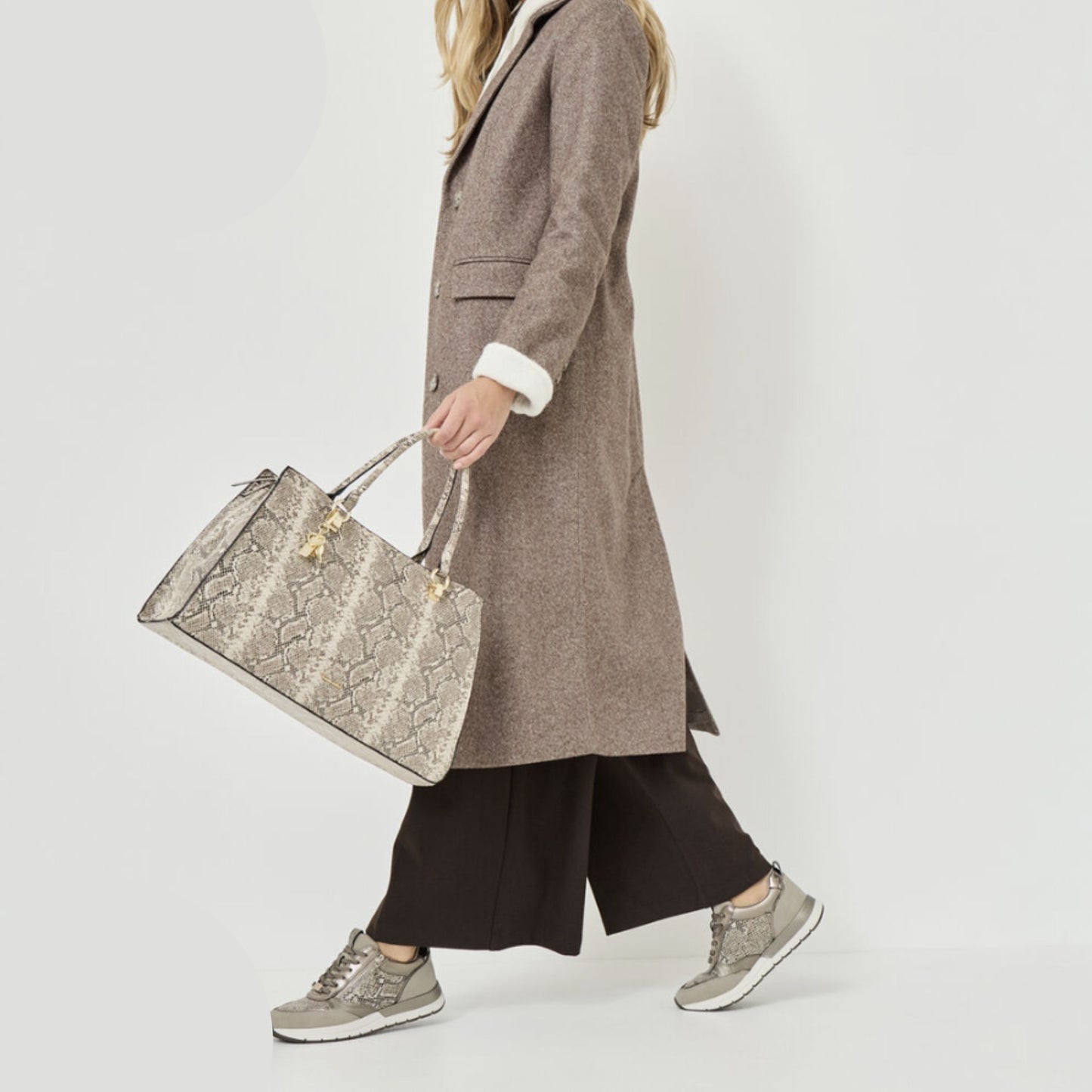 Tamaris Glam Sneaker - Taupe / Snake