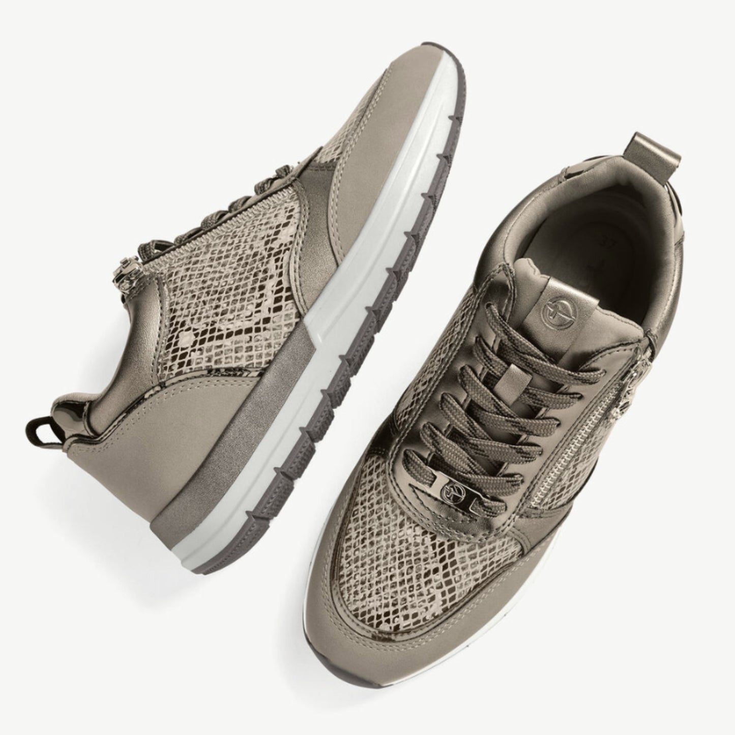 Tamaris Glam Sneaker - Taupe / Snake