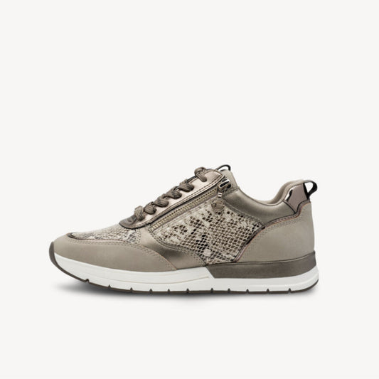 Tamaris Glam Sneaker - Taupe / Snake