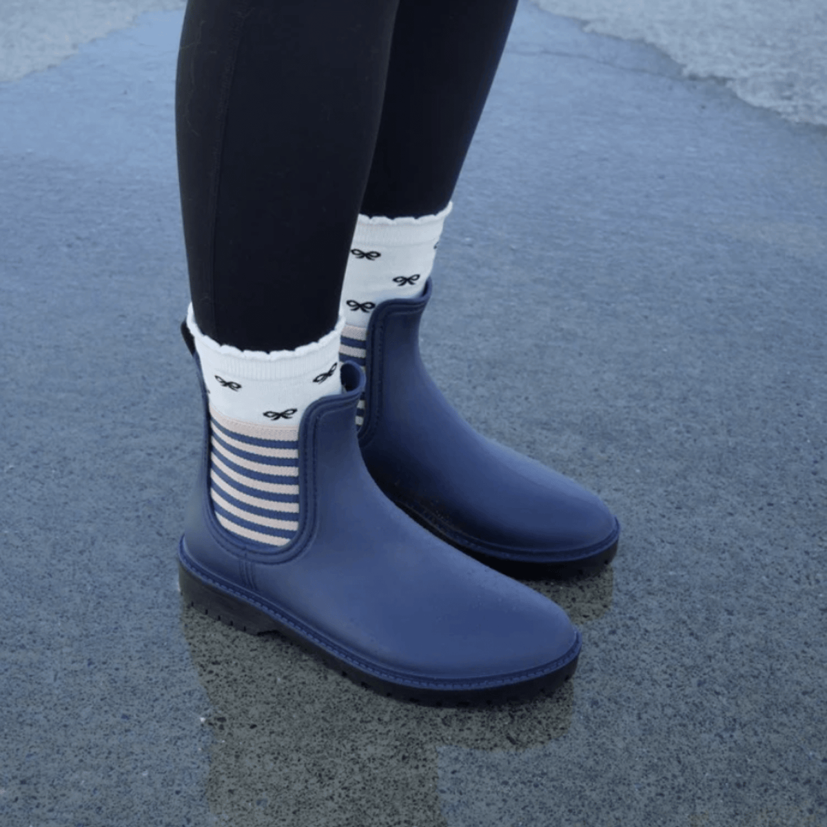 Diana Ferrari Laurina2 Gumboot Navy Stripe - My Shoe Specialist & My School Shoes