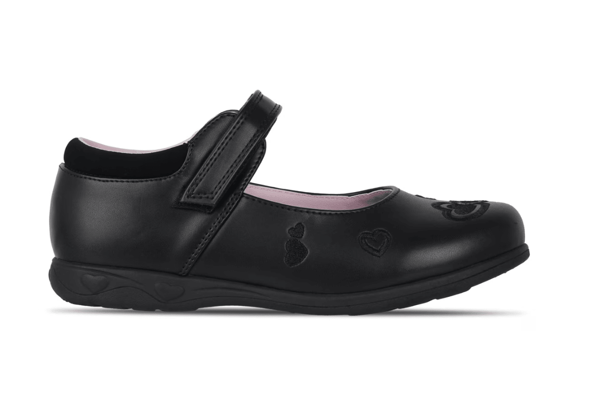 Miso Emma Ballet Flat Black/Hearts - My Shoe Specialist & My School Shoes