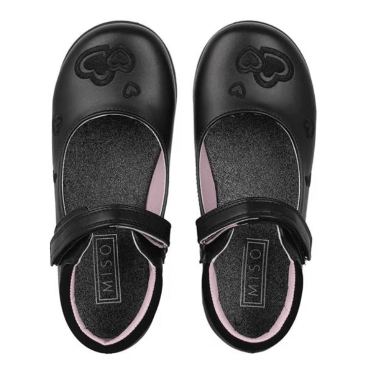 Miso Emma Ballet Flat Black/Hearts - My Shoe Specialist & My School Shoes