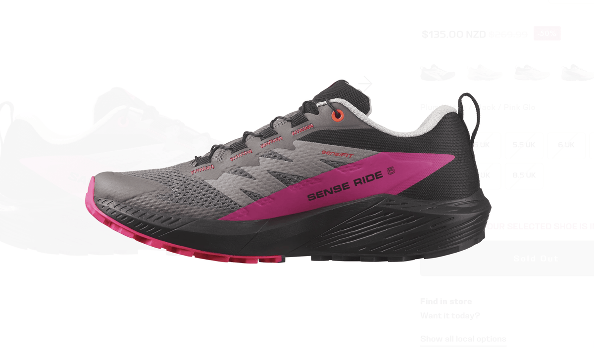 Salomon Sense Ride 5 Womens - Plum Kitten/Black/Pink Glo - My Shoe Specialist & My School Shoes