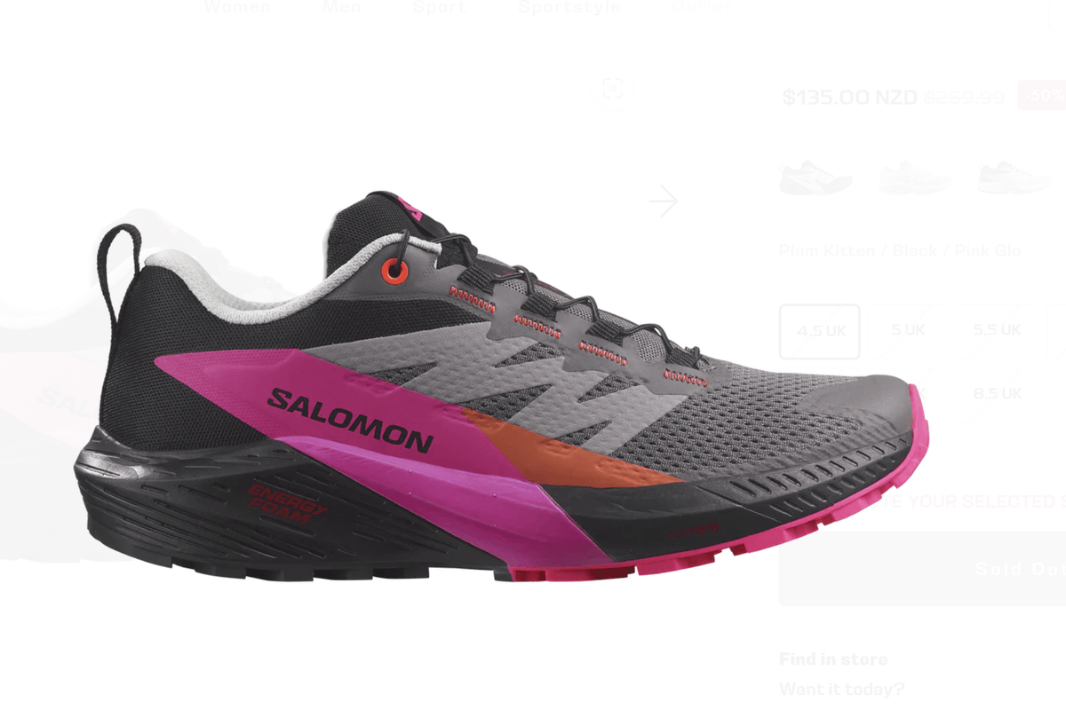 Salomon Sense Ride 5 Womens - Plum Kitten/Black/Pink Glo - My Shoe Specialist & My School Shoes