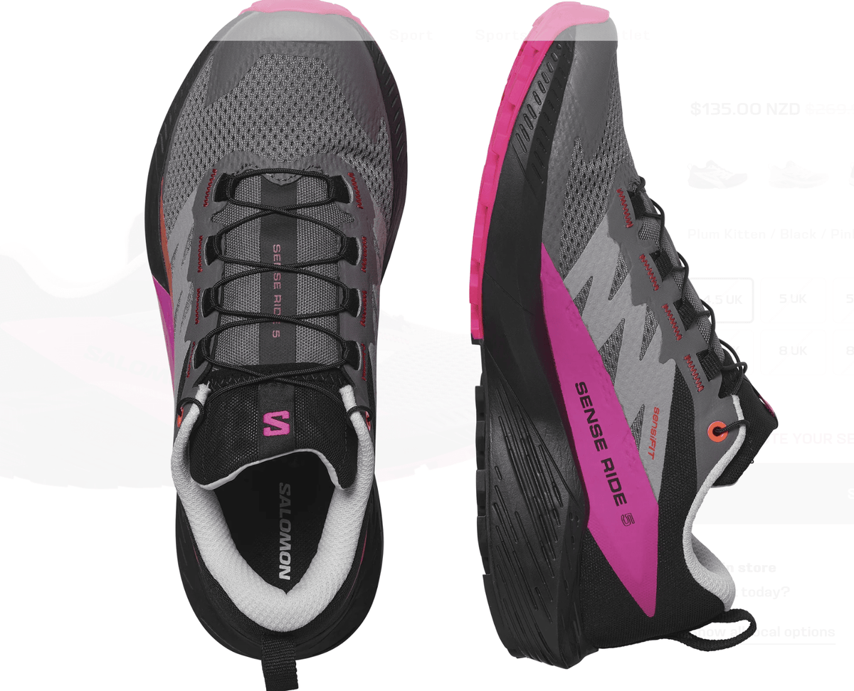 Salomon Sense Ride 5 Womens - Plum Kitten/Black/Pink Glo - My Shoe Specialist & My School Shoes
