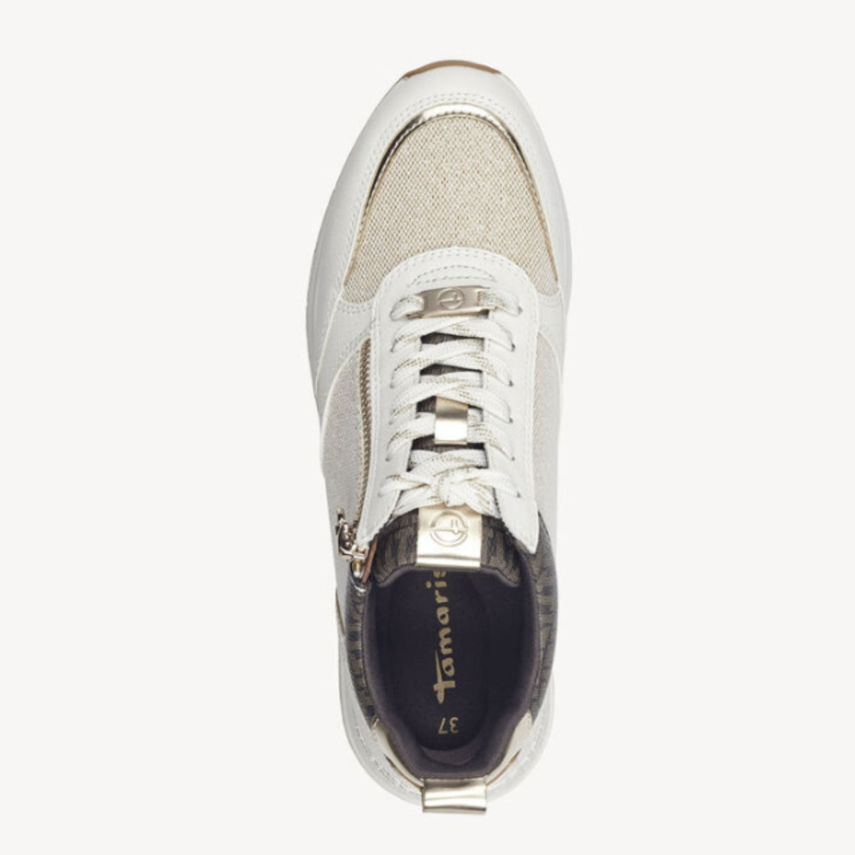 Tamaris Glam Sneaker - Ivory / Gold Comb - My Shoe Specialist & My School Shoes