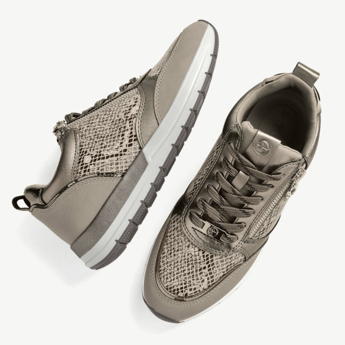 Tamaris Glam Sneaker - Taupe / Snake - My Shoe Specialist & My School Shoes