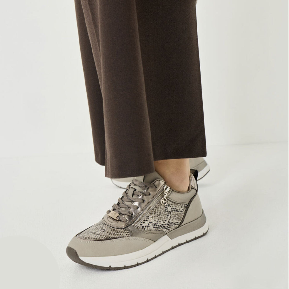 Tamaris Glam Sneaker - Taupe / Snake - My Shoe Specialist & My School Shoes