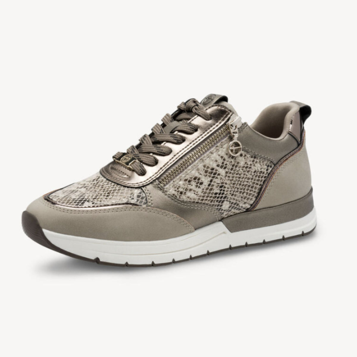 Tamaris Glam Sneaker - Taupe / Snake - My Shoe Specialist & My School Shoes
